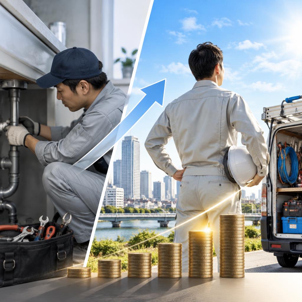 水道屋の年収、独立したらどう変わる？経験を活かして、収入もキャリアも次のステージへ。